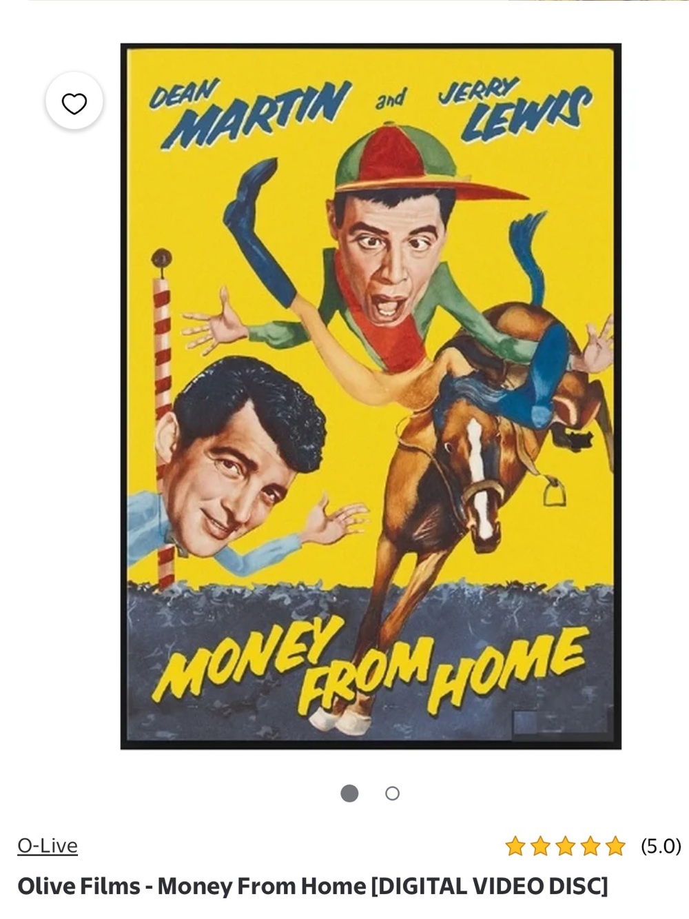 #3132**Olive Films - Money From Home (Yellow) DVD